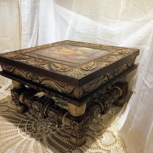 CaseraNYC Mexican Carved Wood Table